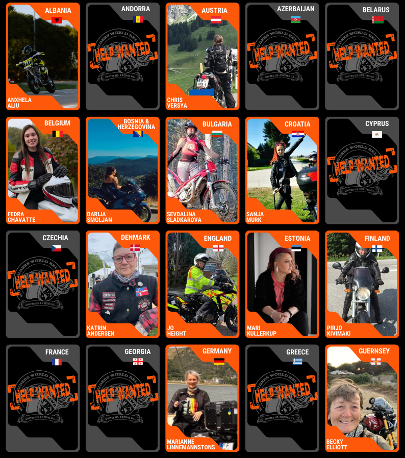 Grid of Europe ambassadors with 'Wanted' theme and WR logo.