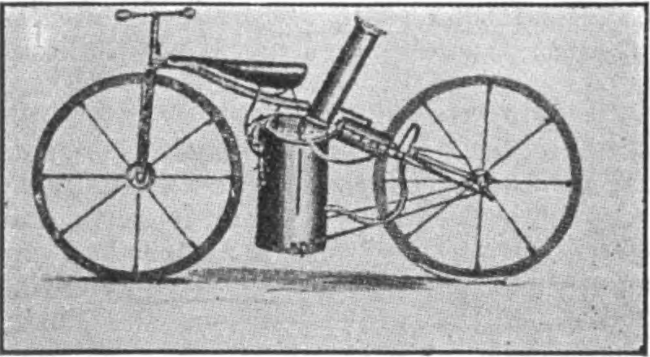 1867 – First 2 cylinder steam engine powered by coal motorcycle